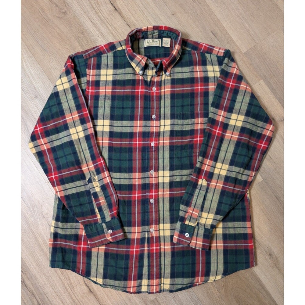 Vintage 80s LL Bean Size M Flannel Shirt Plaid Soft Made in USA Outdoor Gorpcore